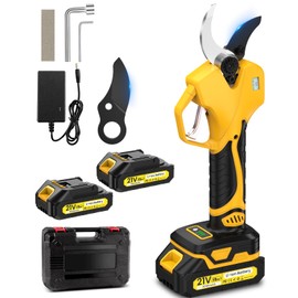 Electric Pruning Shears 1.5-2(50mm) inch, 2*2000mAh 21V Rechargeable Batteries, Professional Cordless Pruning Shears with LCD Display 1000W Brushless Motor Perfect for Gardening, Garden, Farm, Orchard
