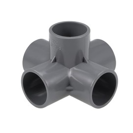 sourcing map 5-Way Elbow PVC Pipe Fitting Furniture Grade 32mm Size Tee Corner Fittings Gray 2Pcs