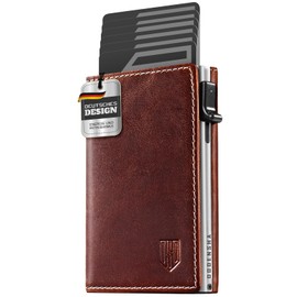 DODENSHA MagSnap Men's Wallet I Slim Wallet with Coin Compartment I Wallets for Men for 10+ Cards I Magnetic Closure Wallet Men's Slim I RFID Protection, Yl-brown-silver