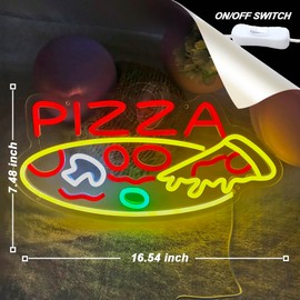 Planzo PIZZA Neon Sign Light for Restaurant Coffee Shop Bar Pub Business Store Advertising Window Display LED Pizza Sign Kitchen Bedroom Kid Room Home Party Gift Wall Decor 5V USB