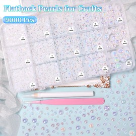 Flatback Nail Pearls, White AB Colors Half Pearl for Crafting, Pearls Nail Charms DIY Accessory Pearl Beads Gems for Nails Art DIY Face Crafts Embellishment Shoes Clothes DIY Making