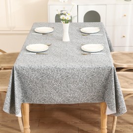 KONUO PO Vinyl Tablecloth with Flannel Backing Waterproof Oil-Proof PVC Table Cloth Stain-Resistant Wipeable Rectangle or Square Table Cover (Granite, 54X70 Inch)