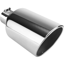 AUTOSAVER88 4 Inch Inlet Exhaust Tip, 4" Inlet 8" Outlet 15" Overall Length Chrome-Plated Finish Stainless Steel Exhaust Tail Tip for 4" Outside Diameter Tailpipe, Rolled Angle Cut, Bolt-On, Polished