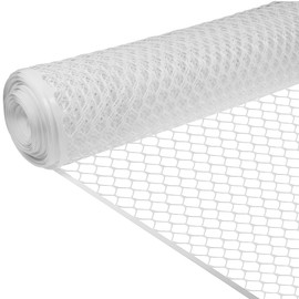 Boen - Plastic Hex Chicken Wire Mesh Temporary Fence Roll (3' x 25' - White) - Plastic Fence Poultry Netting for Temporary or Semi Permanent Enclosures, Deer Netting Fence, Construction Fencing