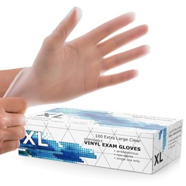 Disposable Gloves, Clear Vinyl Gloves, Powder Free, Latex Free, Medical Exam Gloves, Vinyl Multi-Purpose Gloves, Extra Strong, Disposable Clear Gloves, Size - XL (Pack of 100)