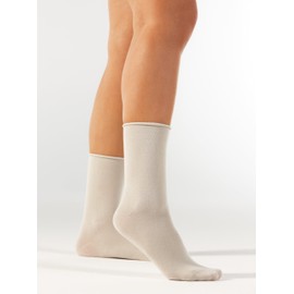 alsestudio Womens Seamless Non-Elastic Super Soft Modal Rich Socks 3 Pairs Pack Silk Touch Ankle High Breathable 4-7 Socks for Women (Stone)