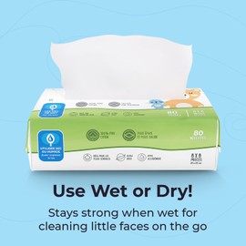 Peekapoo Cotton Tissues - Use Wet or Dry, Unscented, Hypoallergenic, Ultra Soft Tissues for Children, Suitable for Sensitive Skin, Strong & Absorbent, 480 Count