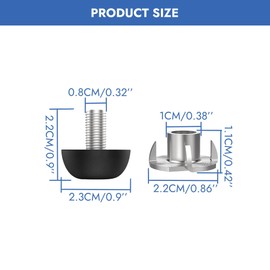 RiseDirectly 8 Pack Stainless Steel M8 Adjustable Furniture Legs with Nuts – Screw-in Leveling Feet 8mm x 1.25 for Chair, Table, Workbench, Cabinet, Desk Base Support