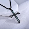 YYmqmq Black Cross Necklace for Men 925 Sterling Silver Turquoise