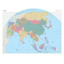 The Times Atlas: Asia (Political Features) - 36.5 x 26.75 inch Poster - Front Lamination
