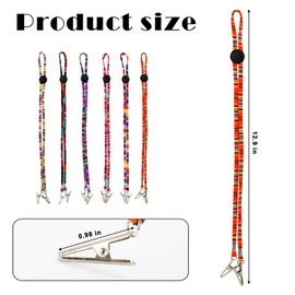 PRAVICS 6Pcs Adjustable Folk Style Dining Bib & Napkin Clip Holder with Flexible Cords - Lightweight Portable Bib Clips for Teens and Adults (Multi-Color) Folk Style Napkin Clip, Lanyard Neck Strap