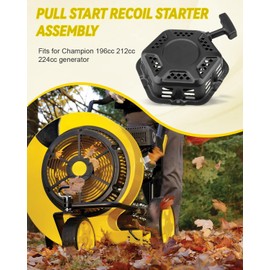 Pull Start Recoil Starter Assembly Fit for Champion 196cc 208cc 224cc Generator Parts, Replacement 100156547-001