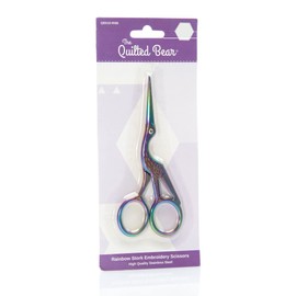 The Quilted Bear Vintage Stork Embroidery Scissors 3.5" - Sharp Scissors for Threads and Fabrics, Embroidery and Finishing Scissors for Precise Cutting (Rainbow)