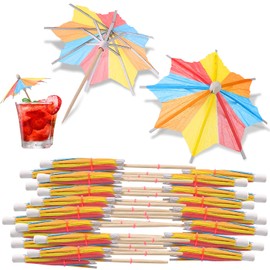 40 Pieces Cocktail Umbrellas for Bar Tending Drinks Colorful Tropical Tree Paper Umbrellas Drink Picks Bamboo Toothpicks Handmade for Bar Hawaii Party Decoration(Classic Colors)