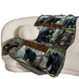 Black Bear Blanket Wild Animal Throw Blanket Cozy Plush Fleece Flannel Bear Blankets Lightweight Fuzzy Party Gifts for Girls Boys Women Men 50"X40"