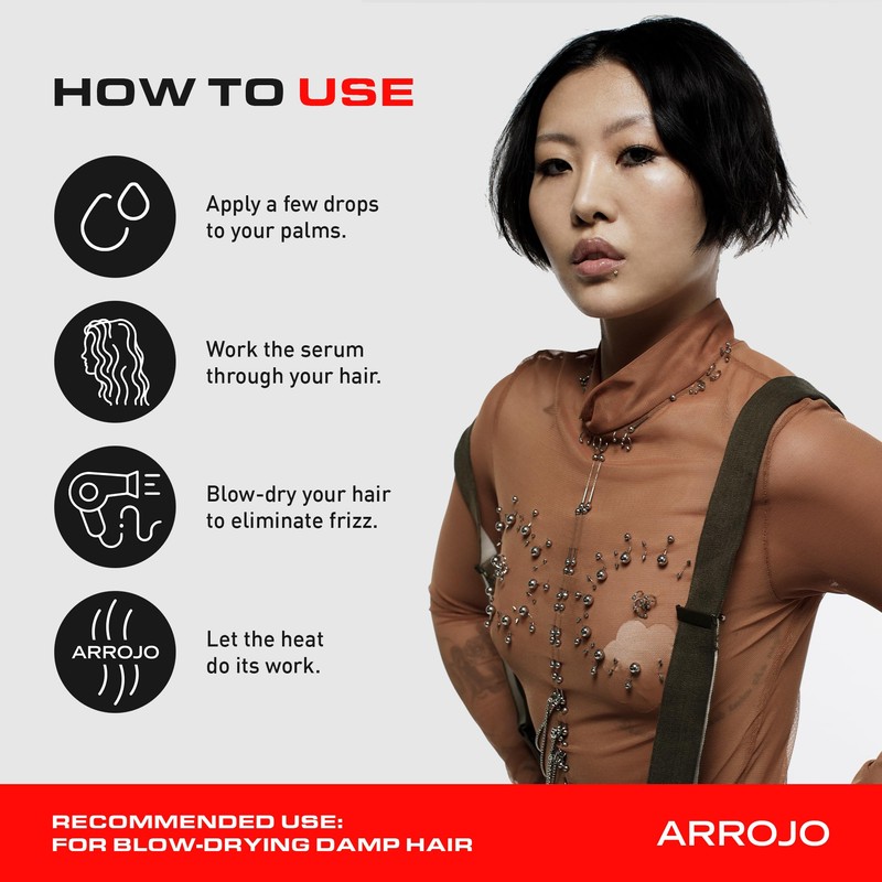 Arrojo Frizz Control Serum, 4oz – Sulfate & Paraben-Free Hair