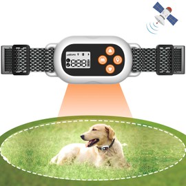 GPS Wireless Dog Fence System | IPX7 Waterproof Rechargeable GPS Dog Collar | 3 Safe Modes: Beep, Vibration, Shock | All-Weather Containment for Medium/Large Dogs (Pearl White)