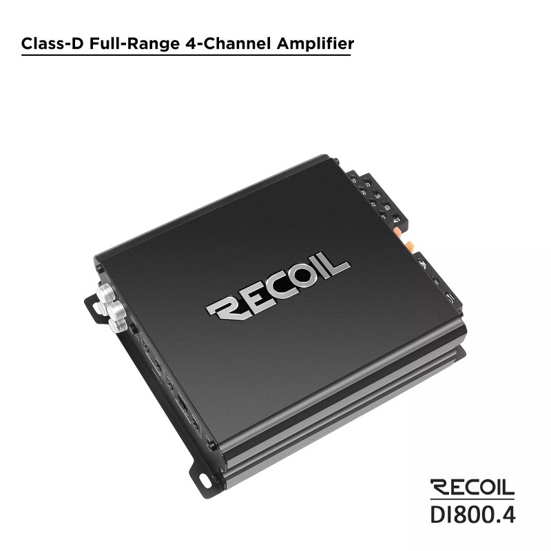 Recoil DI800.4 Full-Range Class-D 4-Channel Car Audio Amplifier, 1,500 Watts