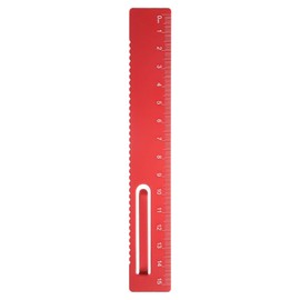 QUARKZMAN Straight Ruler 15 cm Metric Metal Aluminium Alloy Measuring Bookmark Clip Ruler Scale Tool for Measuring Studying Reading Classroom Office Red