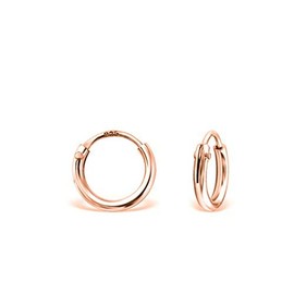 DTPsilver - Women's Small Hoop Earrings 925 Sterling Silver and Rose Gold-Plated - Thickness 1.5 mm - Diameter 8 mm, Sterling Silver, No Gemstone