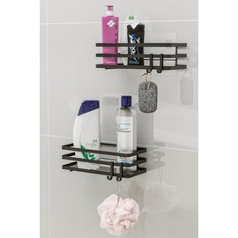 SUSSEXHOME Bathroom Wall Shelf Set of 2 – Waterproof Shower Storage Rack, Adhesive Floating Shelves for Bathroom Accessories, Strong Hold, Easy Install
