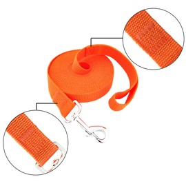 SALO Durable Nylon Training Dog Leash for Small Medium Large Dogs, 1 Inch Wide, 20ft 30ft 40ft 50ft Long Leash Dog/Puppy Lead for Obedience Recall Training, Camping, or Backyard (20 Foot, Orange)