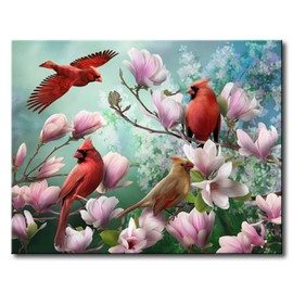 Shukqueen DIY Paint by Numbers for Adults DIY Oil Painting Kit for Kids Beginner - Four Birds 16x20 Inch (Without Frame)