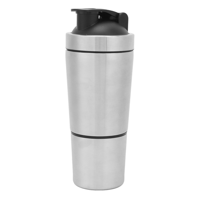 Protein Shaker Bottle with Scale Portable Stainless Steel Double Section
