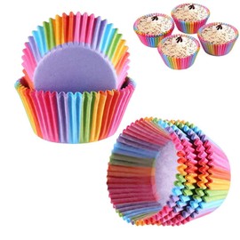 Pack of 200 Muffin Cases Paper Cupcake Moulds Rainbow Paper Muffin Mould for Dessert Wedding Birthday Party