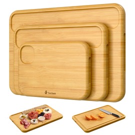 ORIDOM Bamboo Cutting Board Wood Chopping Board Double Sided Charcuterie Boards 21