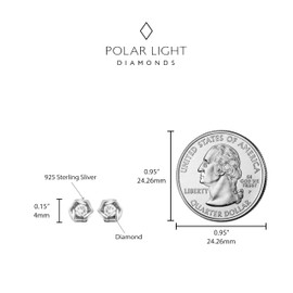 Sterling Silver 0.06 Cttw Canadian Diamond Dainty Rose Stud Earrings (H-I Color, SI2-I1 Color) by POLAR LIGHT DIAMONDS