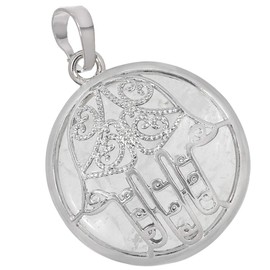 Nupuyai Rock Crystal Round Stone Necklace Hamsa Hand of Fatima Pendant with Chain for Women Men