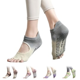VEAGIA 5 Toe Pilates Socks, Yoga Socks, Exposed Toe and Instep, Cool, Anti-Friction, Breathable, Durable, Quick Drying, Antibacterial, Deodorizing, Moisture Wicking, gray
