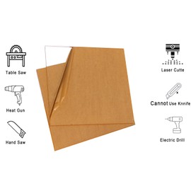 2 pcs Acrylic Sheet Clear Cast Plexiglass 12"X12" X3/8" Thick (10mm) with Protective Paper for Photo Frame Replacement, DIY Display Projects, Windows