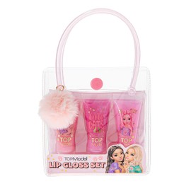 Depesche TOPModel 11990 Lip Gloss Set Beauty and Me in Bag for Children, 3 Shades in Pink Shades with Fruity Fragrances