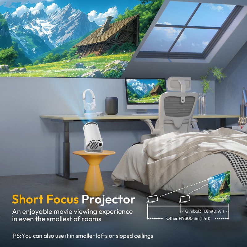 Smart Mini Projector WiFi6 Bluetooth 5.0 - XGODY Gimbal 3
