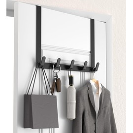 KitchLife Long Over The Door Hooks Hanger with 15.75" Extended Arms, Fits 1 3/4" Doors, L40U - Bathroom Accessories and Towel Rack Organization - 1 Pack, Matte Black