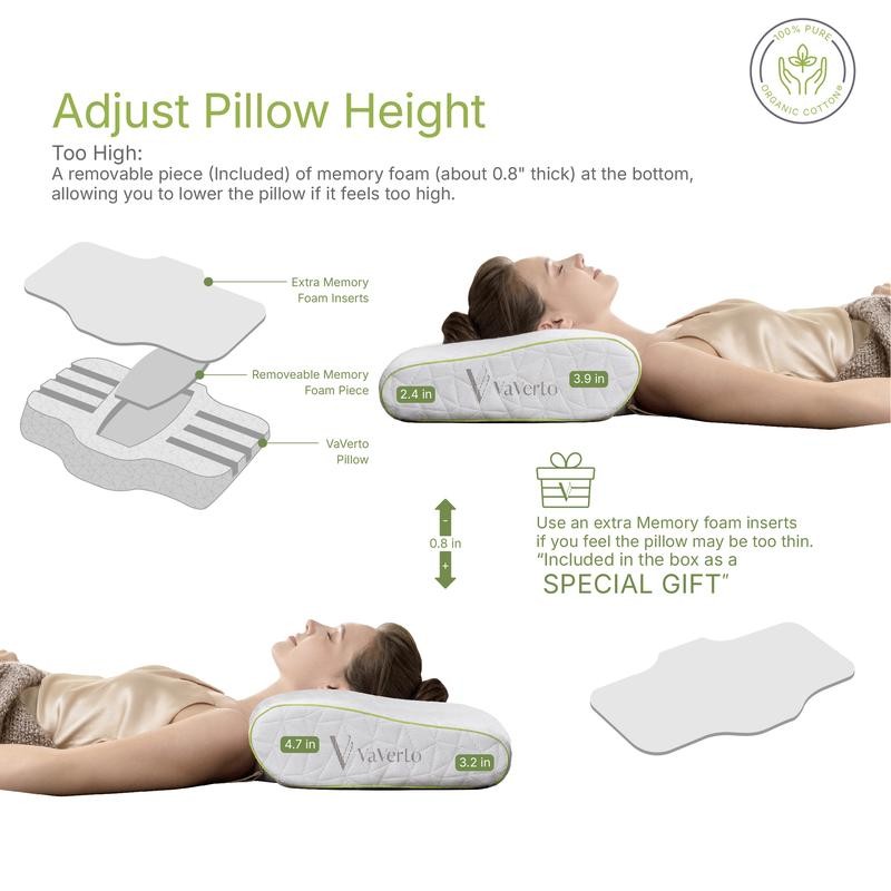 Memory Foam Neck Support Pillow Adjustable Pillow for Side &