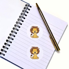 24 x 40mm Round 'Cute Lion' Stickers (SK00055747)