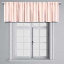 Healbrighting Blackout Classic Ticking Stripe Pink and White Rod Pocket Short Window Curtain Valance for Kitchen Bedroom Decor, 52" x 18", Pink and White, 2 Panels