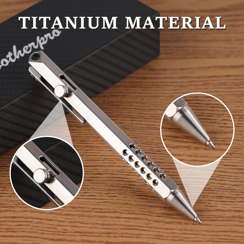 SMOOTHERPRO Hex Ballpoint Pen Metal Bolt Action EDC Titanium
