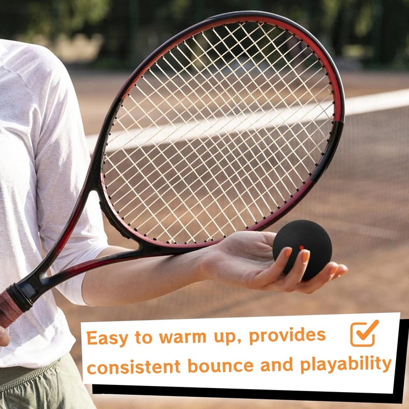 Liyquint 4 Pcs Squash Balls，Squash Balls Double Yellow Dot, Single