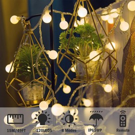 Globe String Lights, 200LED 20M/65ft Fairy Lights Plug in Powered, 8 Modes Christmas Lights with Remote & Timer, Fairy Lights for Bedroom, Garden, Gazebo, Party Decorations (Warm White)