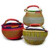 Basket Bolga Market Shopping Tote (Ghana) Straw w/ Leather Handle