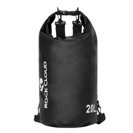 ROCK CLOUD Dry Bag Waterproof 30L Dry Sack for Kayaking Rafting Boating Beach Surfing Swimming Canoe Camping Hiking Fishing Ski (Black, 20L)