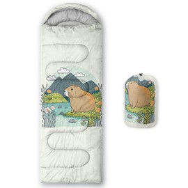 QOOMO Otter Pond Flower Printed Camping Sleeping Bags,3 Season Warm & Cool Weather,Lightweight,Waterproof Sleeping Bags for Adults & Kids,Traveling,and Outdoors,Camping Gear Equipment,31x90inch