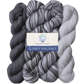 Living Dreams Yarn Slinky Malinky. USA Hand Dyed SuperWash Merino Tencel Sock Yarn. Self Striping & Colorfast. Four Skein Combo: Mysty