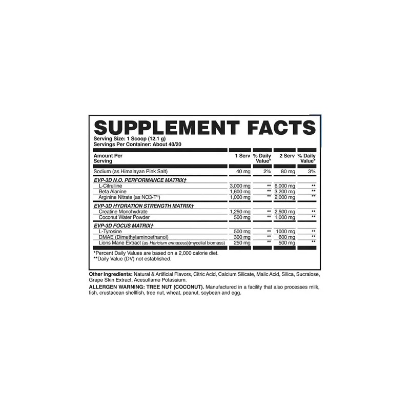 Evogen EVP 3D Preentreno Sin Estimulantes Sabor Polar Cherry Frost