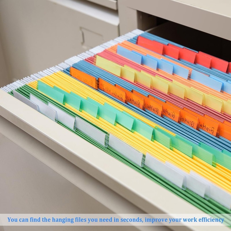 File Folder Tabs, Insertable Plastic Tabs Hanging Folder Tabs,100 Pcs