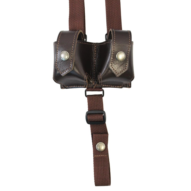 Barsony Brown Leather Vertical Shoulder Holster w/Speed-loader Pouch for 6"